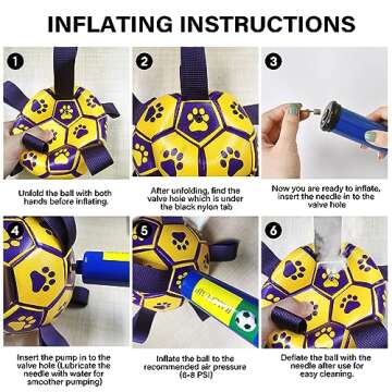 CLAMADO Dog Toys Soccer Ball with Straps, Interactive Dog Toys for Tug of War, Dog Water Toy, Durable Dog Balls for Small & Medium Dogs,Outdoor Dog Balls for Small,Puppy Birthday（6 Inch）