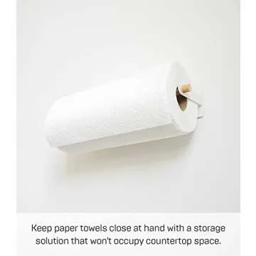 Yamazaki Home Magnetic Paper Towel or Dish Towel Holder - Kitchen Storage Steel + Wood White