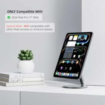 KU XIU Magnetic Charging Stand Only for iPad Pro 11 inch M4 (2024), Aluminum Alloy Foldable iPad Pro Stand with 18W Max Fast Charging, 360° Rotating Base iPad Pro Holder for Desk