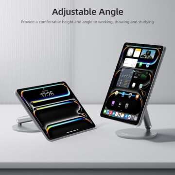 KU XIU Magnetic Charging Stand Only for iPad Pro 11 inch M4 (2024), Aluminum Alloy Foldable iPad Pro Stand with 18W Max Fast Charging, 360° Rotating Base iPad Pro Holder for Desk