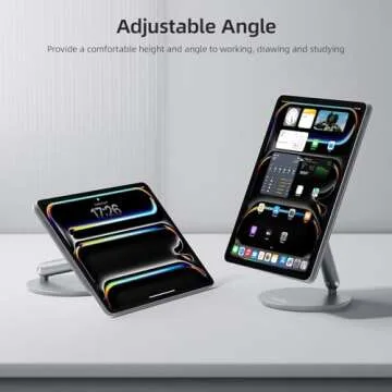 KU XIU Magnetic Charging Stand Only for iPad Pro 11 inch M4 (2024), Aluminum Alloy Foldable iPad Pro Stand with 18W Max Fast Charging, 360° Rotating Base iPad Pro Holder for Desk