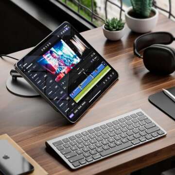 KU XIU Magnetic Charging Stand Only for iPad Pro 11 inch M4 (2024), Aluminum Alloy Foldable iPad Pro Stand with 18W Max Fast Charging, 360° Rotating Base iPad Pro Holder for Desk