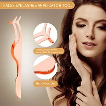 yiwoo 3 Pieces Eyelash Applicator Tool,False Eyelashes Applicator Eyelashes Curlers Curved Eyelash Curler(Rose Gold)