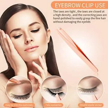 yiwoo 3 Pieces Eyelash Applicator Tool,False Eyelashes Applicator Eyelashes Curlers Curved Eyelash Curler(Rose Gold)