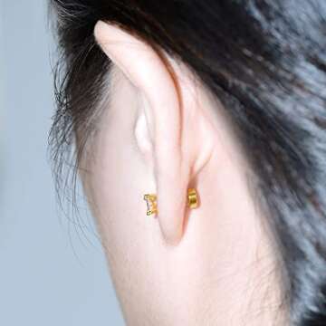 Kainier 5 Pairs CZ Stud Earrings Flat Back Earrings Simulated Diamond Round Surgical Steel Cubic Zirconia Hypoallergenic Flat Back Ear Stud Set