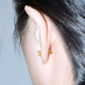 Kainier 5 Pairs CZ Stud Earrings Flat Back Earrings Simulated Diamond Round Surgical Steel Cubic Zirconia Hypoallergenic Flat Back Ear Stud Set