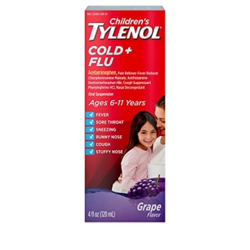 Children's TYLENOL Cold + Flu Oral Suspension, Grape Flavor, 4 Fl. Oz