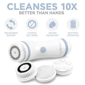 Facial Cleansing Spin Brush Set with 4 Brush Heads
