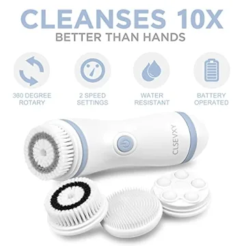 Facial Cleansing Spin Brush Set with 4 Brush Heads