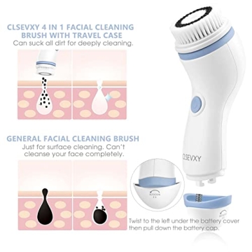 Facial Cleansing Spin Brush Set with 4 Brush Heads