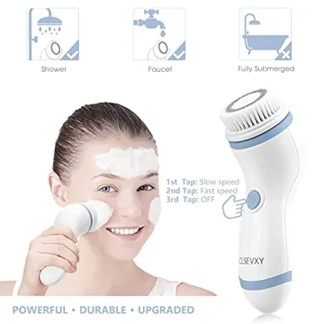 Facial Cleansing Spin Brush Set with 4 Brush Heads