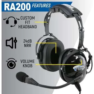 RA200 Aviation Pilot Headset - Superior Comfort & Audio Clarity for Pilots