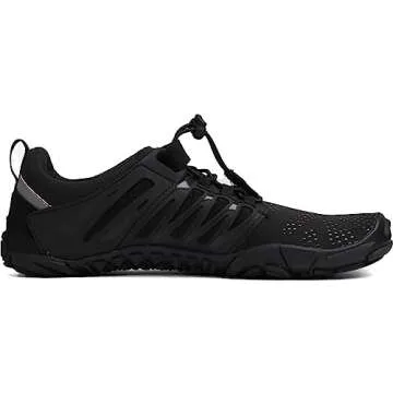 WHITIN Women's Minimalist Barefoot Shoes Zero Drop Sneakers Trail Running Five Fingers Size 8.5 Female Wide Toe Box Lightweight Minimal Sneakers Black 39