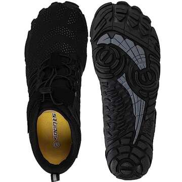 WHITIN Women's Minimalist Barefoot Shoes Zero Drop Sneakers Trail Running Five Fingers Size 8.5 Female Wide Toe Box Lightweight Minimal Sneakers Black 39