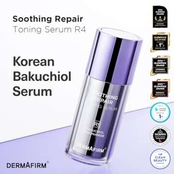 DERMAFIRM Soothing Repair Toning Serum R4 | Korean Bakuchiol Face Serum w/Niacinamide & Peptides | Calming and Correcting Facial Serum for Acne and Wrinkles | No Animal Trials No Parabens 1.01 fl oz