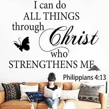 Motivational Quotes Vinyl Wall Decal Stickers I Can Do All Things Through Christ Who Strengthens Me Vinyl Christian Quotes Bible Scripture Inspirational Words Wall Stickers Religious Home Décor