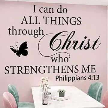 Motivational Quotes Vinyl Wall Decal Stickers I Can Do All Things Through Christ Who Strengthens Me Vinyl Christian Quotes Bible Scripture Inspirational Words Wall Stickers Religious Home Décor