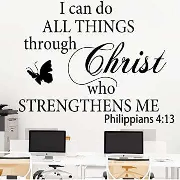 Motivational Quotes Vinyl Wall Decal Stickers I Can Do All Things Through Christ Who Strengthens Me Vinyl Christian Quotes Bible Scripture Inspirational Words Wall Stickers Religious Home Décor