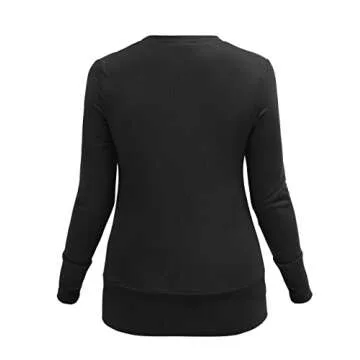 VERABENDI Women's Long Sleeve Button Down V Neck Knit Sweater Cardigans Black L