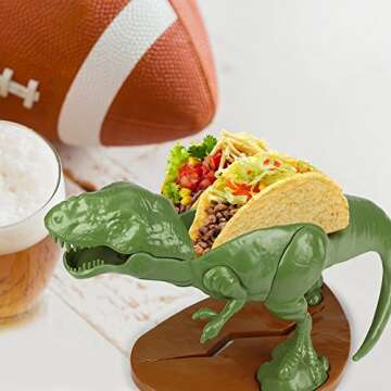 Funwares Original Tacosaurus - Dinosaur Taco Holder, Fun and Practical White Elephant Gift, Hold 2 Tacos