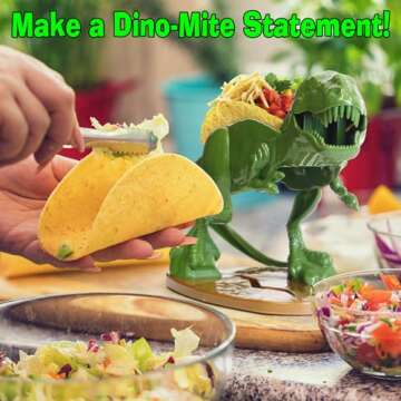 Funwares Original Tacosaurus - Dinosaur Taco Holder, Fun and Practical White Elephant Gift, Hold 2 Tacos