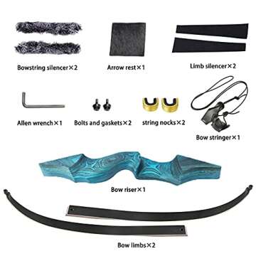 Black Hunter Takedown Recurve Bows for Adults Archery Bow Set Hunting Bow 60" 20-60 lbs Right Hand Wooden Riser with Arm Guard and Finger Guard for Outdoor Shooting Hunting Competition (50 lbs)