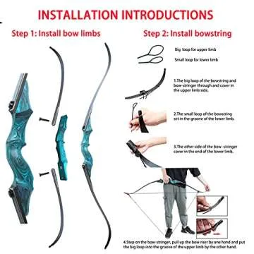 Black Hunter Takedown Recurve Bows for Adults Archery Bow Set Hunting Bow 60" 20-60 lbs Right Hand Wooden Riser with Arm Guard and Finger Guard for Outdoor Shooting Hunting Competition (50 lbs)