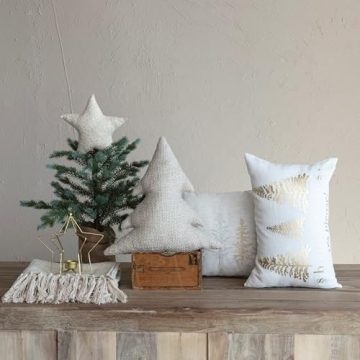 Creative Co-Op Cotton Christmas Tree Shaped Pillow