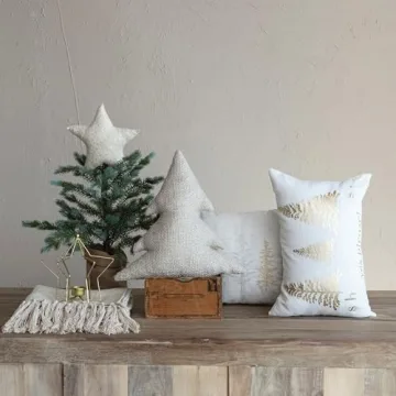 Creative Co-Op Cotton Christmas Tree Shaped Pillow