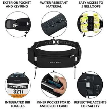 Fitletic Ultimate II Black Running Belt for Runners