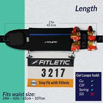 Fitletic Ultimate II Black Running Belt for Runners