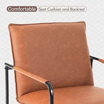 MAISON ARTS Clearance on Faux Leather Accent Lounge Chair, Mid Century Modern Steel Frame Retro Armchair for Living Room Home Bedroom Office, 350LBS Bear Capacity, Pale Brown