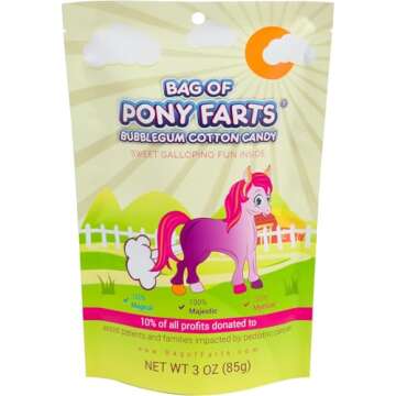 Bag Of Pony Farts Cotton Candy, Bubblegum flavor, Funny for All Ages Unique Birthday for Friends, Mo...