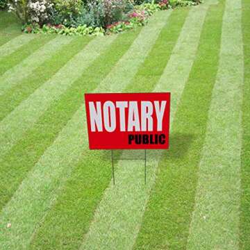 Weatherproof Yard Sign Notary Public Promotion Business B Red Lawn Garden General 18x12 Inches 1 Side Print