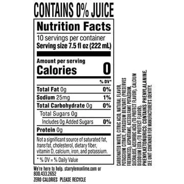 Starry Zero Sugar Lemon Lime Soda Mini Cans 10 Pack