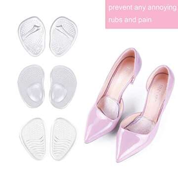 Qicfrk 6 Pairs Flip Flop Pads, Gel Cushion for Heels, Sandals, Slippers