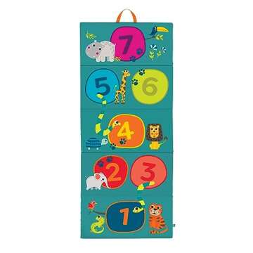B. toys – Tumbling Mat – Gymnastics Mat for Kids – Numbers, Animals, Hopscotch Game – Folding Gym Mat – 3 Years + – Hop-n-Count Mat
