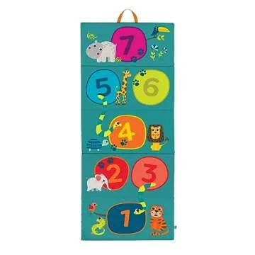 B. toys – Tumbling Mat – Gymnastics Mat for Kids – Numbers, Animals, Hopscotch Game – Folding Gym Mat – 3 Years + – Hop-n-Count Mat
