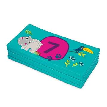 B. toys – Tumbling Mat – Gymnastics Mat for Kids – Numbers, Animals, Hopscotch Game – Folding Gym Mat – 3 Years + – Hop-n-Count Mat