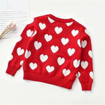 Baby Girl Valentine's Day Outfit Toddler Kids Love Long Sleeve Knit Sweater Crewneck Pullover Sweatshirt Tops (Red1, 5T)