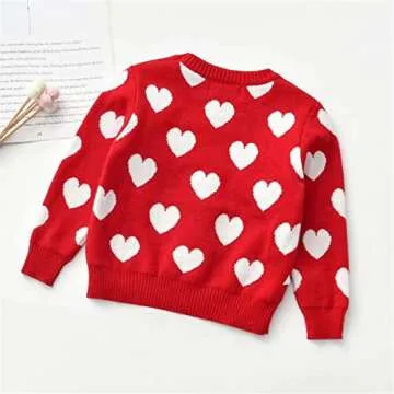 Baby Girl Valentine's Day Outfit Toddler Kids Love Long Sleeve Knit Sweater Crewneck Pullover Sweatshirt Tops (Red1, 5T)