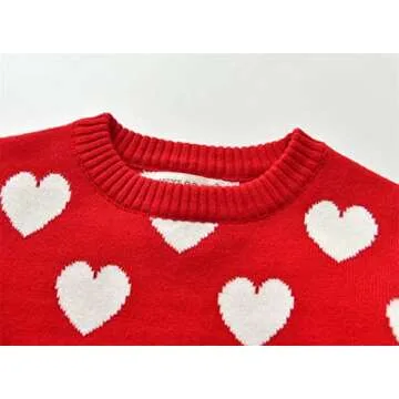 Baby Girl Valentine's Day Outfit Toddler Kids Love Long Sleeve Knit Sweater Crewneck Pullover Sweatshirt Tops (Red1, 5T)