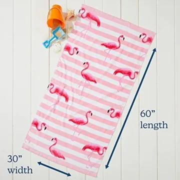Sun Sprouts Kids Beach Towel Flamingo Pattern - 100% Cotton