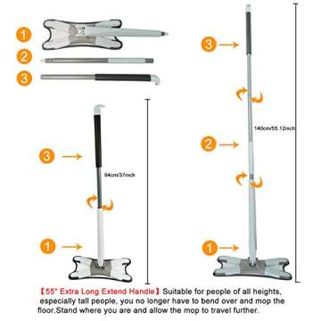 EZ SPARES X-Type Microfiber Hardwood Floor Mop, with 3 Microfiber Mop Replace Pads, Hand Free Washin...