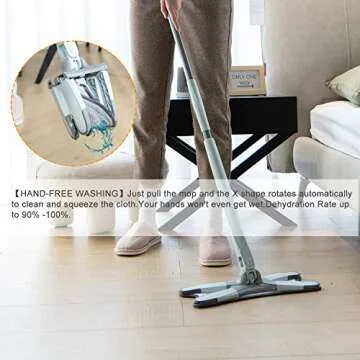 EZ SPARES X-Type Microfiber Hardwood Floor Mop, with 3 Microfiber Mop Replace Pads, Hand Free Washing Flat Mop,for Home Kitchen Hardwood Laminate Wood Ceramic Tiles Floor Cleaning(Green)