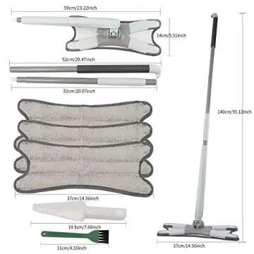 EZ SPARES X-Type Microfiber Hardwood Floor Mop, with 3 Microfiber Mop Replace Pads, Hand Free Washing Flat Mop,for Home Kitchen Hardwood Laminate Wood Ceramic Tiles Floor Cleaning(Green)