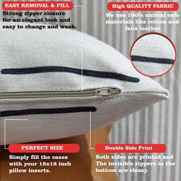 EFOLKI Boho Decorative Throw Pillow Covers for Couch and Bed 18x18 Set of 6 - Farmhouse Living Room Home Decor (Boho White)