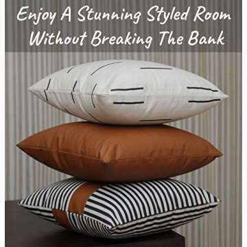 EFOLKI Boho Decorative Throw Pillow Covers for Couch and Bed 18x18 Set of 6 - Farmhouse Living Room Home Decor (Boho White)