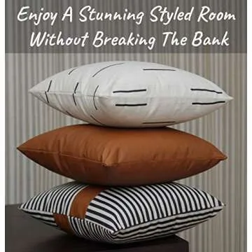 EFOLKI Boho Decorative Throw Pillow Covers for Couch and Bed 18x18 Set of 6 - Farmhouse Living Room Home Decor (Boho White)