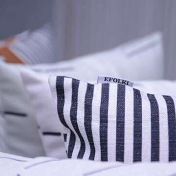 EFOLKI Boho Decorative Throw Pillow Covers for Couch and Bed 18x18 Set of 6 - Farmhouse Living Room Home Decor (Boho White)